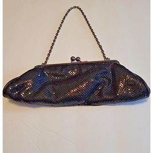 Whiting & Davis Vintage Mesh Chain Kiss Lock Evening Purse Micro Bag Black
